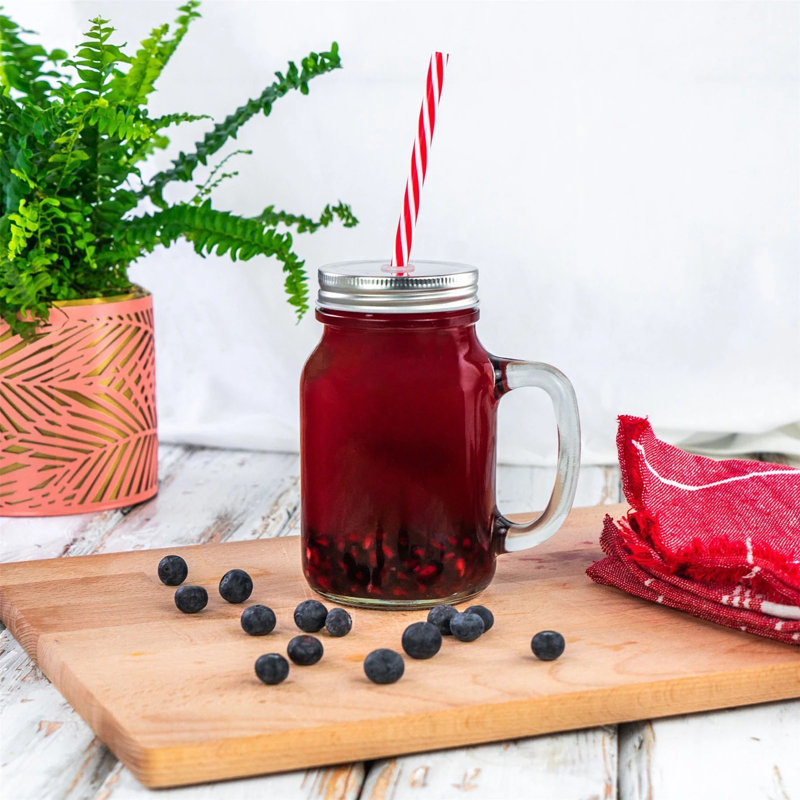 Rink Drink - 620ml Mason Drinking Jar Glasses with Straws - Set of 4