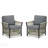 Outdoor Patio Arm Chairs Set Of 2, Durable Wicker Furniture For Porch, Poolside, Deck, And Yard In Gray