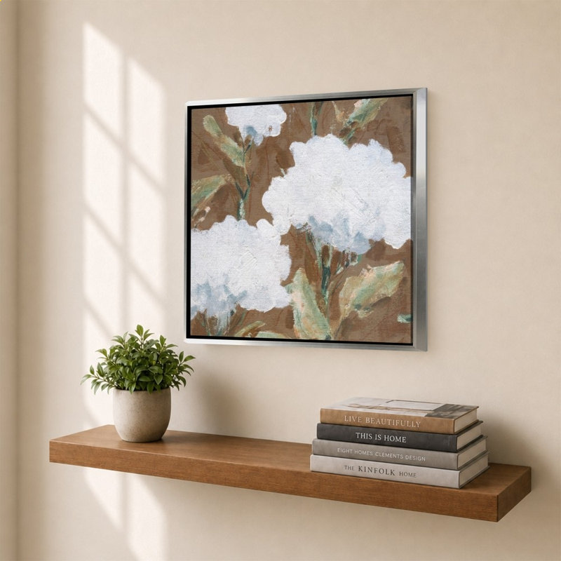 «Mocha Garden II» par Carol Robinson - Impression sur toile, 34" H x 34" W, Argent