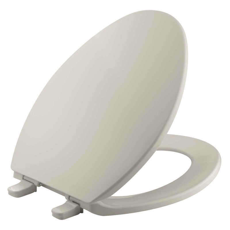 Brevia Toilet Seat with Quick-Release Hinges and Grip-Tight Bumpers, White, Elongated