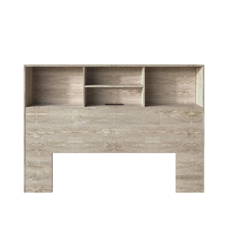 Pomona King Bookcase Headboard with Charging Station & Storage, Antique Gray, King