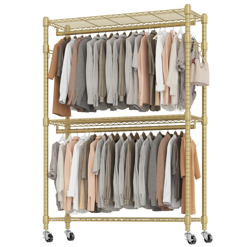 Portant à vêtements en acier au carbone 47,2 po Kaylia, Doré