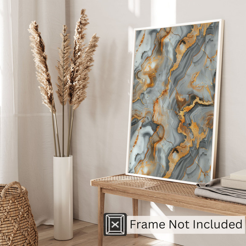 «Abstract Golden Grey II», reproduction d'art moderne sans cadre