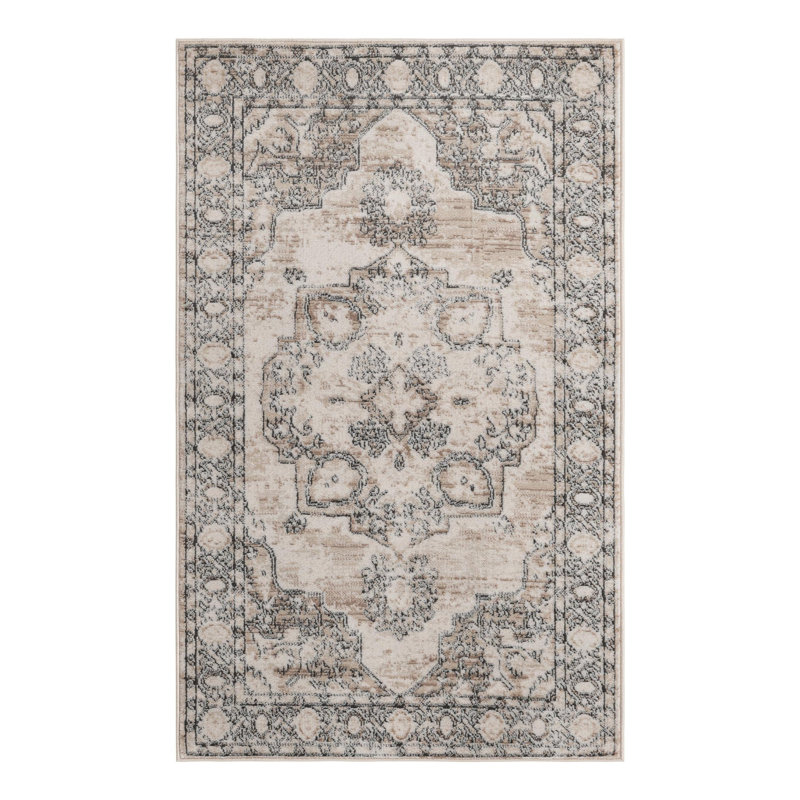 Tapis oriental ivoire Cantey, Rectangle 3 pi 1 po x 5 pi 3 po