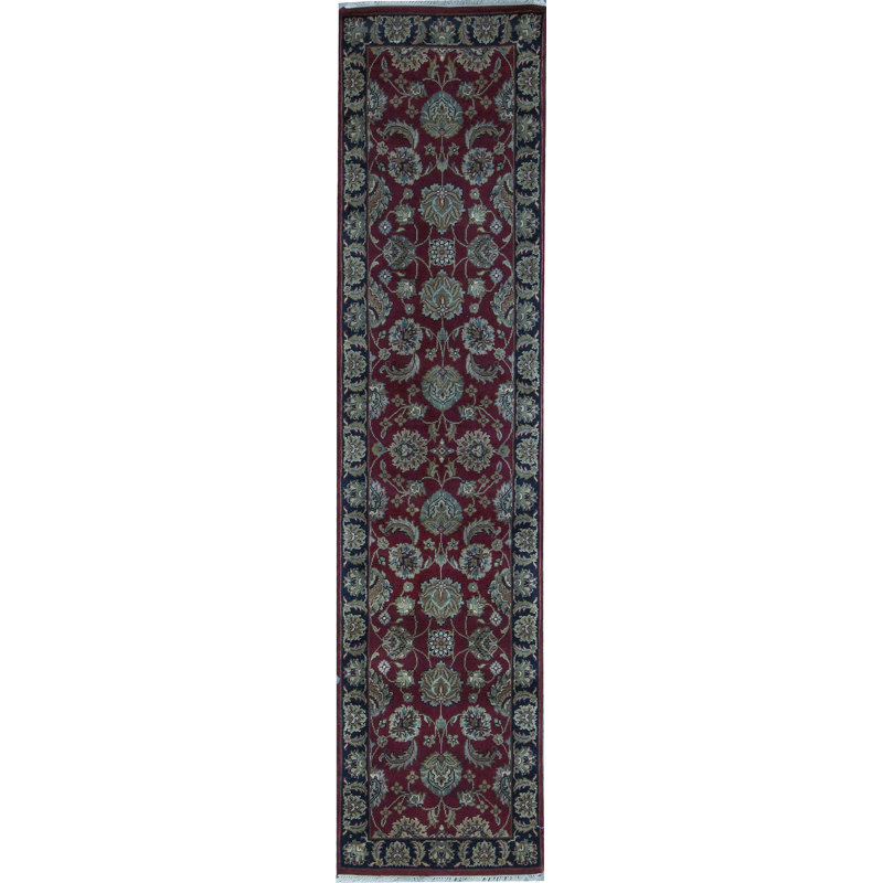 Hand-Knotted High-Quality Red and Black Runner