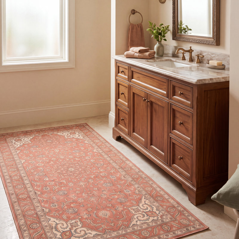 Tapis persan traditionnel avec médaillon, couleur lavande, orange, ivoire, or, vert et gris, lavable à la machine, antidérapant, à poils courts, idéal pour l'intérieur et l'extérieur, adapté aux animaux domestiques, pour salon, chambre, salle à manger, entrée, couloir, bureau.