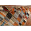 Tapis gris / noir / orange en laine noué à la main de conception unique 6 pi 3 po x 8 pi 10 po New Age