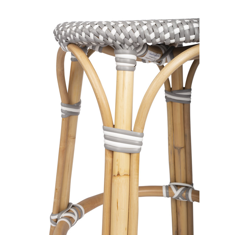 Tobias Rattan Bar Stool & Counter Stool, Counter Stool (24" Seat Height), Gray/White Dot/Natural Rattan Frame