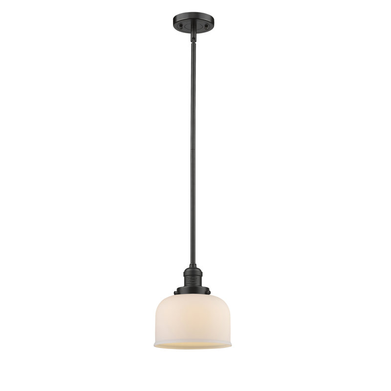 Luminaire suspendu en forme de dôme à 1 lumière Celaya, Bronze huilé, Boîtier blanc mat, H 10 po x l 8 po x P 8 po