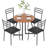 Modern Round Dining Table Set For 4 Dining Room Chair With Metal Legs-1373634411-1373634452