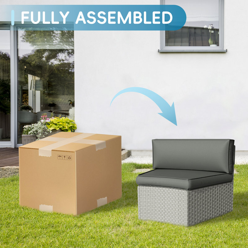 Fully Assembled Curved Patio Sofa, Gray