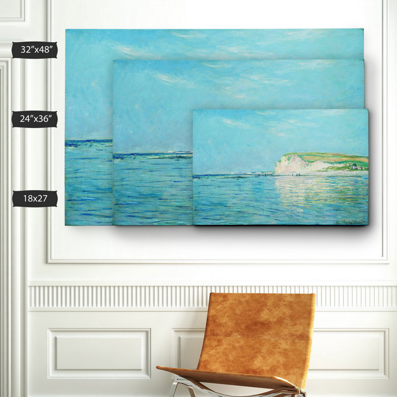 « low marée » par claude monet, reproduction de peinture sur toile tendue, H 32 po x l 48 po x P 1,5 po