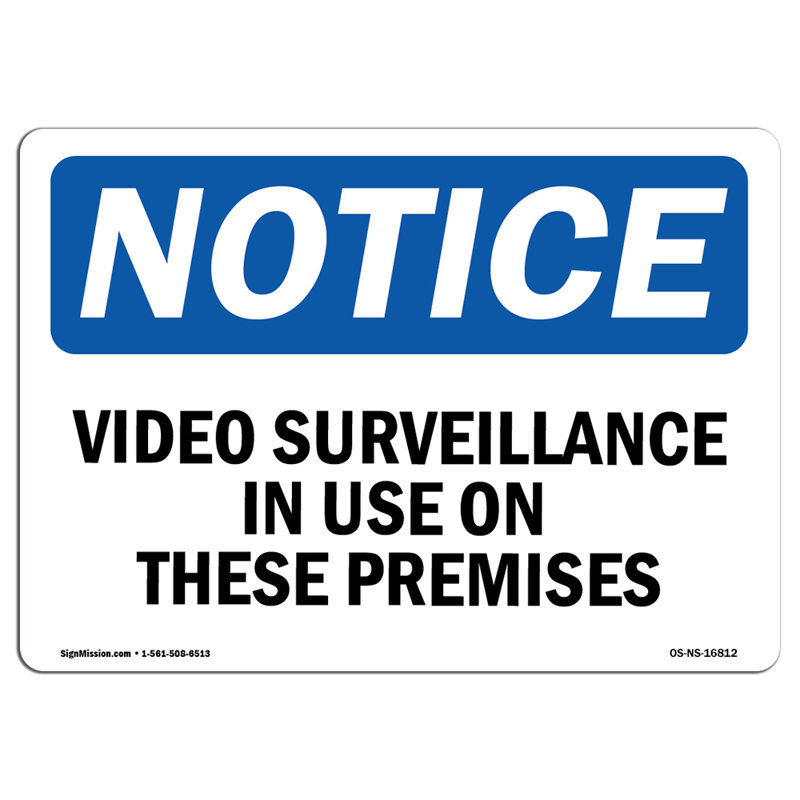 AVIS Décalcomanie de vidéosurveillance utilisée sur ces lieux 5 po x 3,5 po, H 3,5 po x l 5 po x P 0,1 po