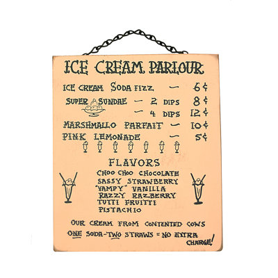 Signe de menu suspendu en bois crème glacée rétro en bois rustique cuisine murale Art Home Decor