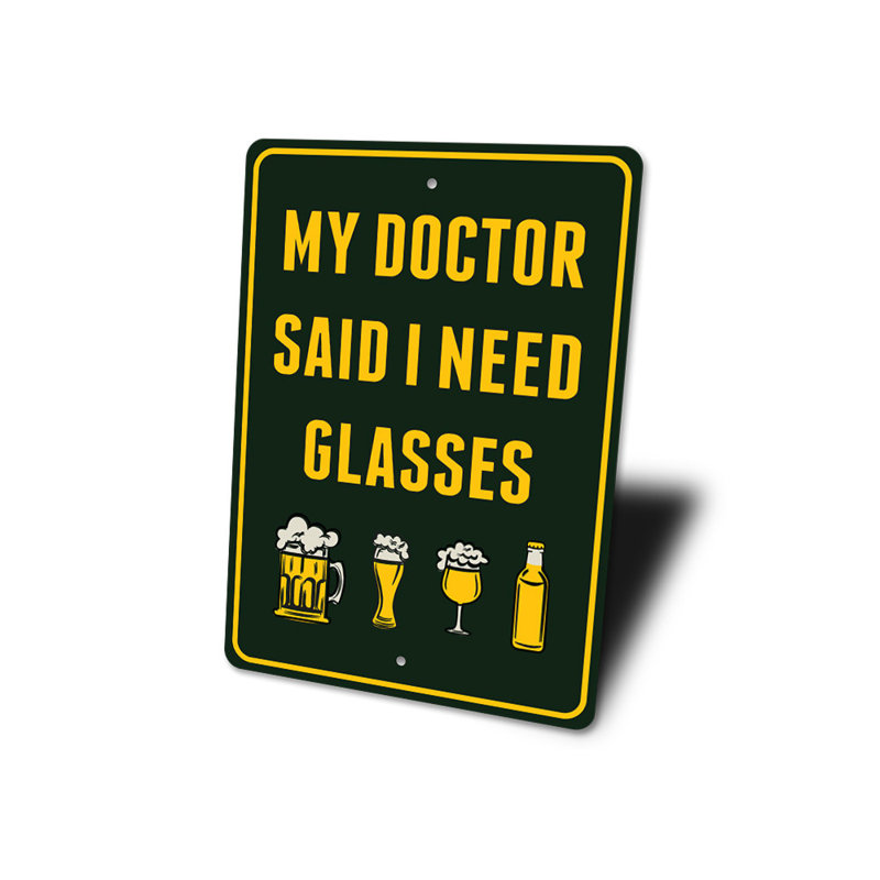«I Need Glasses Beer», panneau en aluminium, H 14 po x l 10 po x P 0,04 po