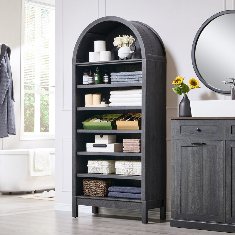 Manufactured Wood Freestanding Bathroom Cabinet, Gray, 71" H x 31" W x 13.75" D