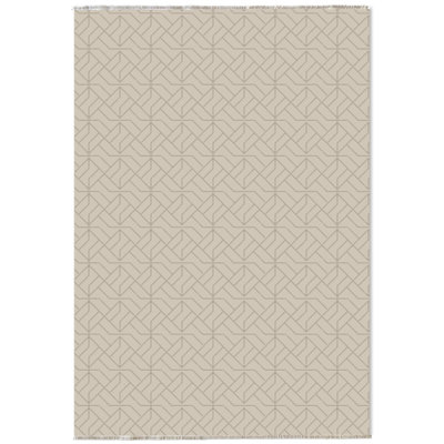 Pastel Lacasa Cream Beige Geometric Cotton Chenille Area Rug