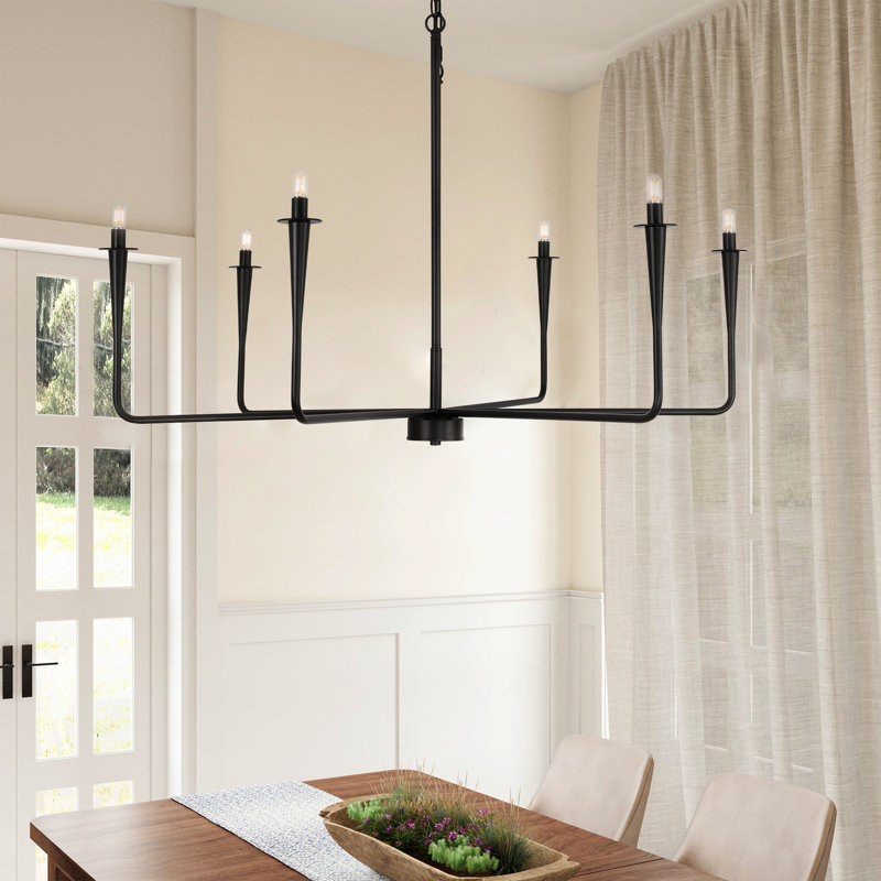 Glenarm 6 - Light Dimmable Classic / Traditional Chandelier, Matte Black