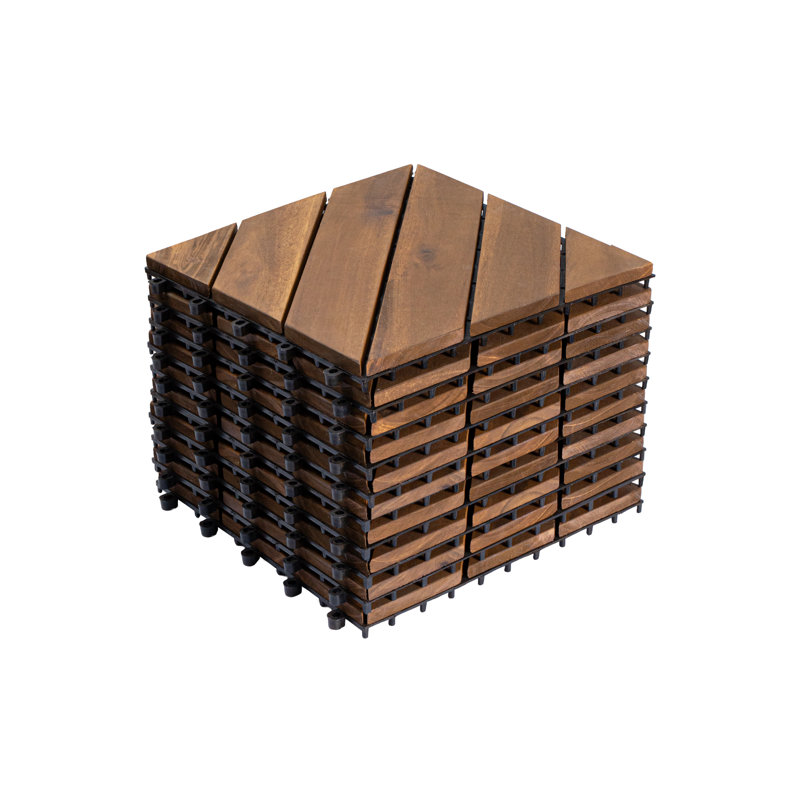 12'' X 12'' Interlocking Deck Tiles, Brown Diagonal