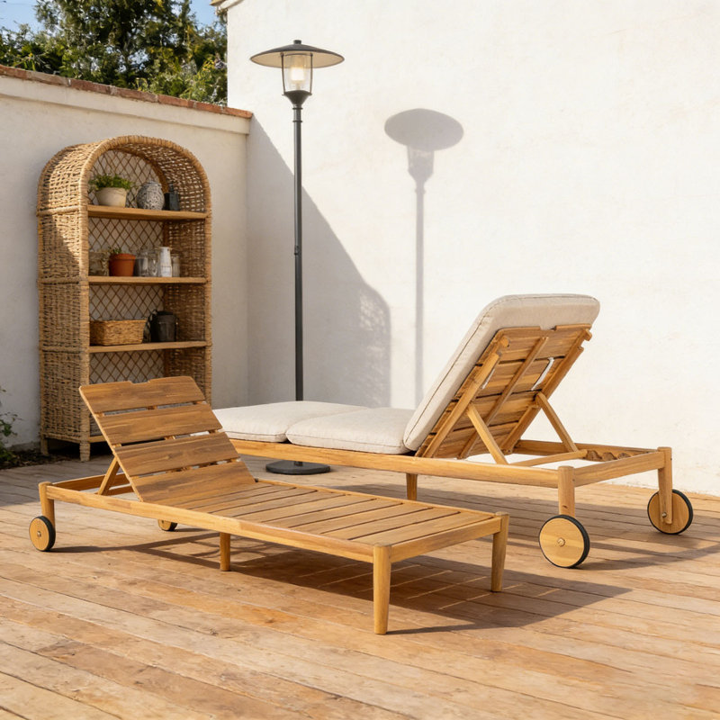 Chaise longue d'extérieur avec roulettes