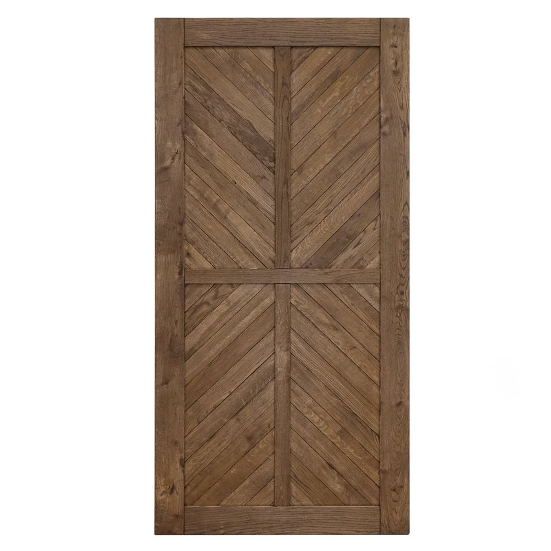 Waldo Solid Oak Wood Barn Door, Brown Oil