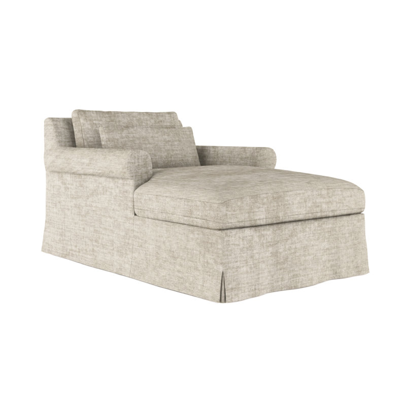 Ludlow Chaise Lounge, Plush Velvet Silver Streak, Weathered