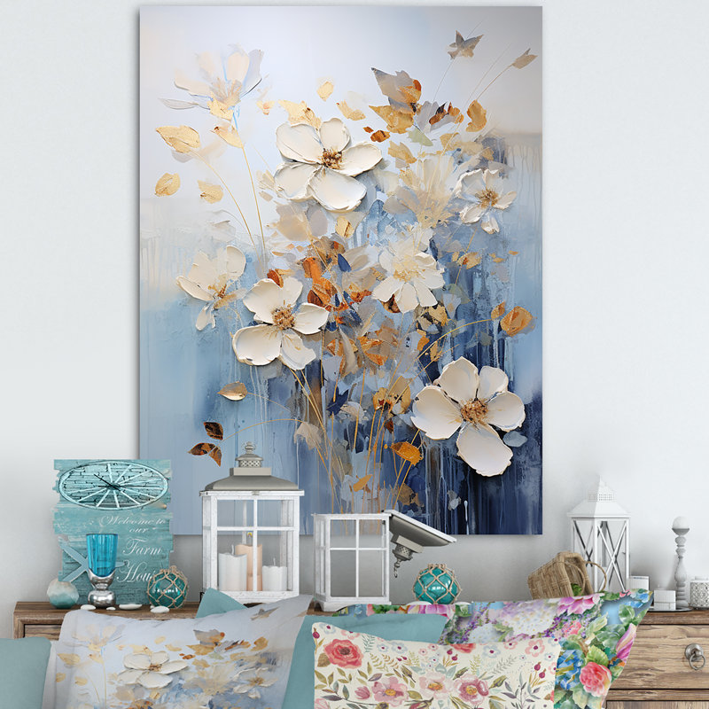 Minimalisme, fleurs saisonnières sur toile, Toile tendue, H 44 po x l 34 po x P 1,5 po