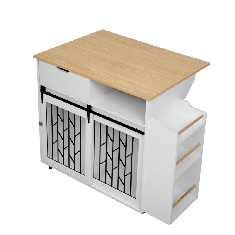 Kitchen Side Table With Dog Crate 
