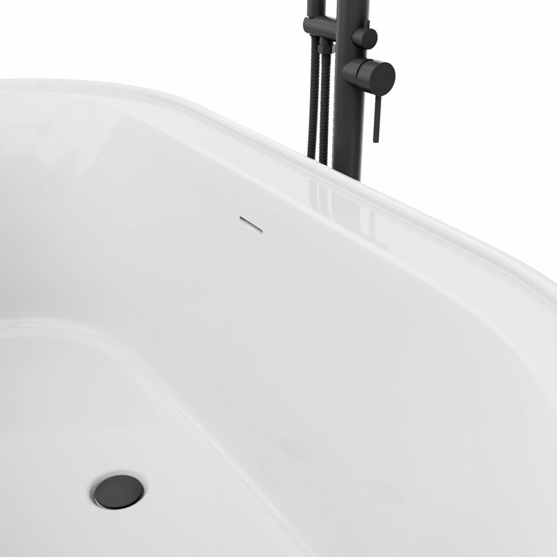Encore 65-3/4 in. L x 34-1/4 in. W x 23-1/8 in. H Freestanding Acrylic Bathtub, Matte Black