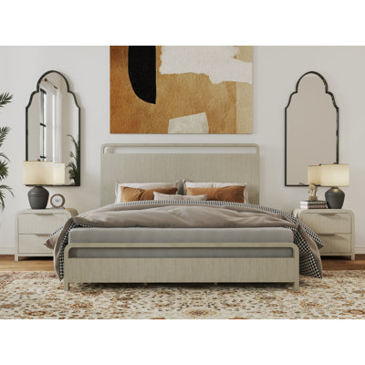 Croskey 3-Piece Bedroom Set With Panel Bed And Two Nightstands In Light Gray by Latitude Run