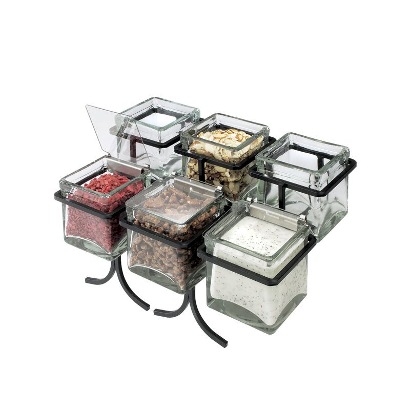 Iron Two Tier Six Jar Wire Display - 14" X 9" X 7", Black
