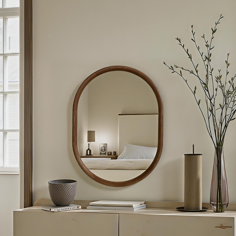 Solid Wood Mirror, 90 cm H x 90 cm W
