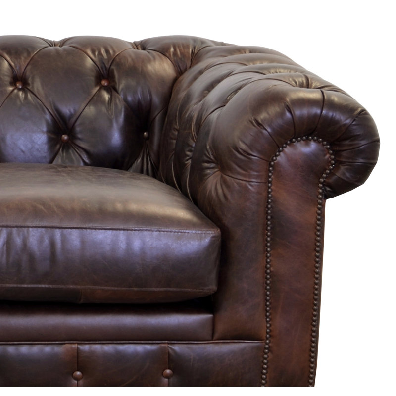 Sirvon 74" Genuine Leather Loveseat, Brompton Brown Genuine Leather