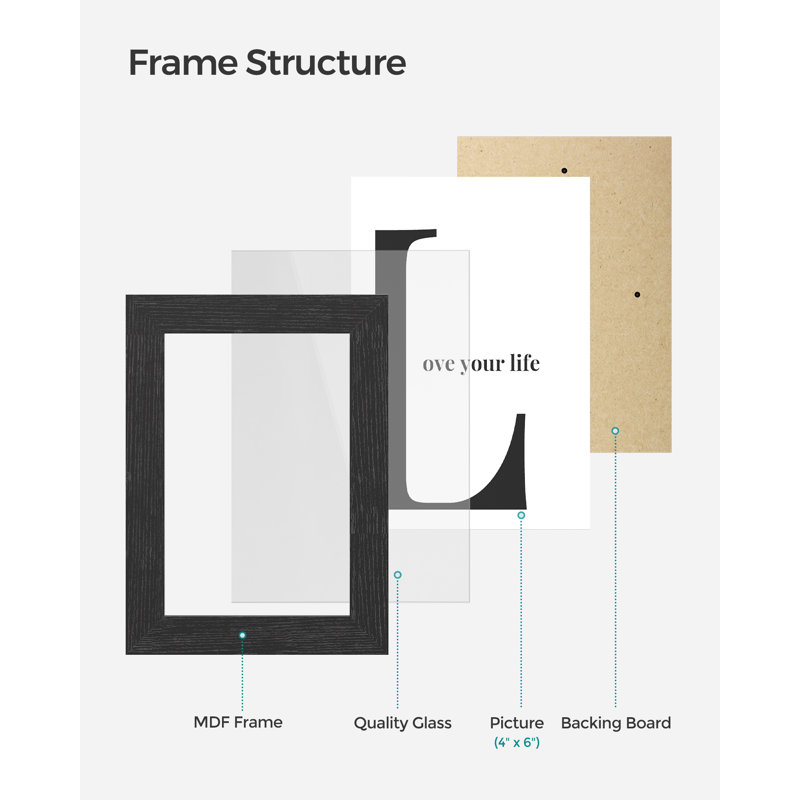60x49.3x3.6cm Picture Frame - Set of 9, Black