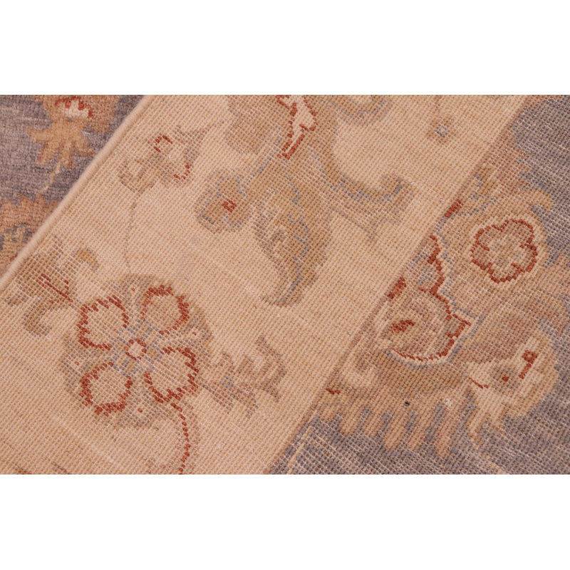 Tapis beige / rouge / bleu en laine noué à la main de style oriental rectangulaire Baccio 5 pi 8 po x 9 pi