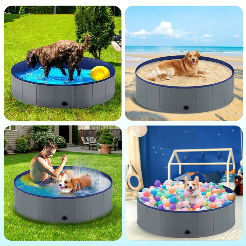 Piscine pliable pour chien et chats - facile à ranger et à utiliser, 80 po x 16 po