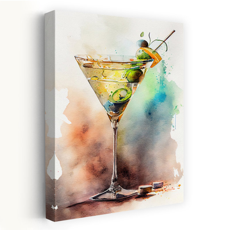 Vibrant Martini Painting by Justyna Jaszke - Wrapped Canvas Print, 45.72 cm H x 30.48 cm W