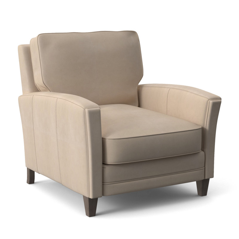 Fauteuil Zion de 93,98 cm de large, Cuir véritable gris clair délavé Aline, Pierre