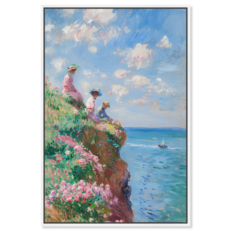 Au bord de la mer, Cadre blanc, H 25 po x l 17 po
