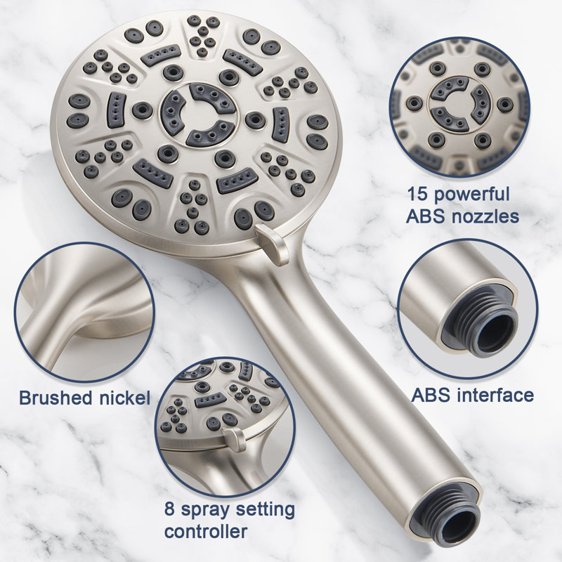 MultiFunctional 8-Spray Shower Head with Hose, Brushed Nickel