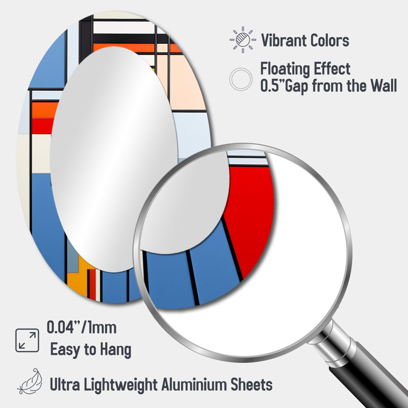 Miroir mural De Stijl, H 36 po x l 24 po