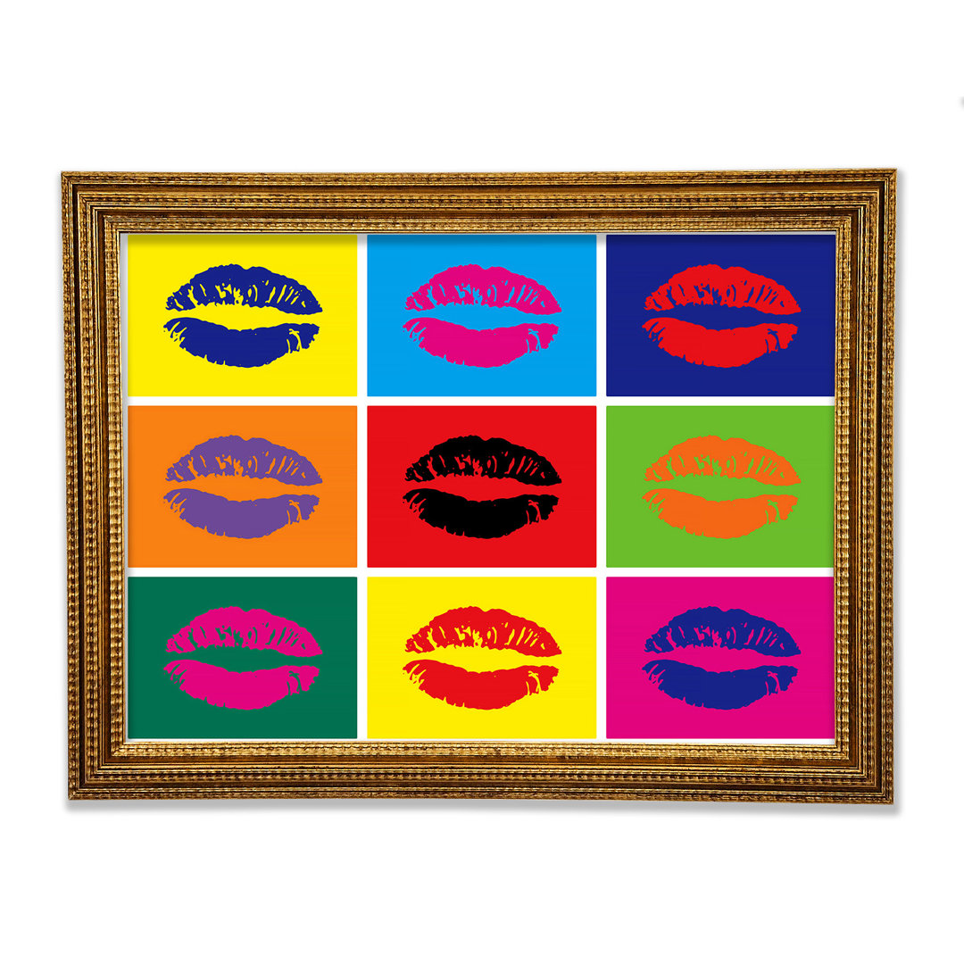 Gerahmtes Wandbild Lips Pop Art