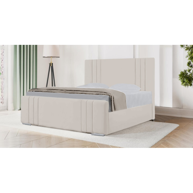 Delamora Upholstered Bed, Double (4'6), Cream