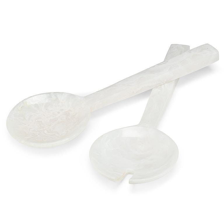 Oversize White Salad Serving Utensils, White