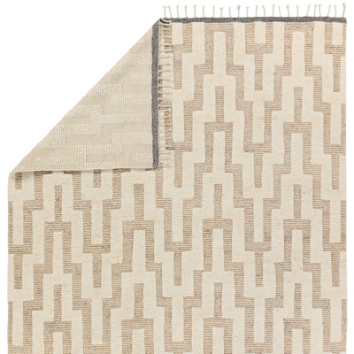 Kern Emre KEO08 Handknotted Chevron Cream and Tan Area Rug