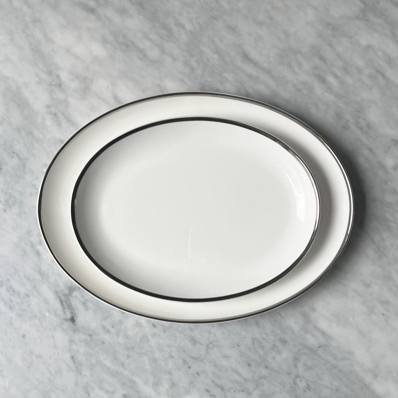 Twig New York Platinum Edge Dinnerware, White/Silver