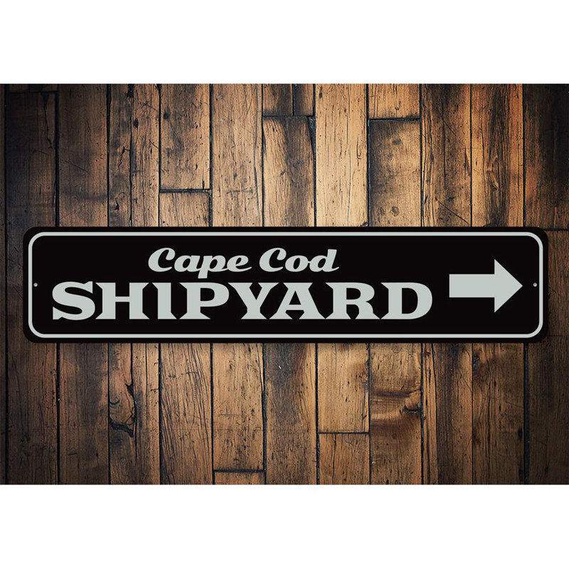 Enseigne en aluminium Cape Cod Shipyard, H 6 po x l 24 po x P 0,06 po, Oui