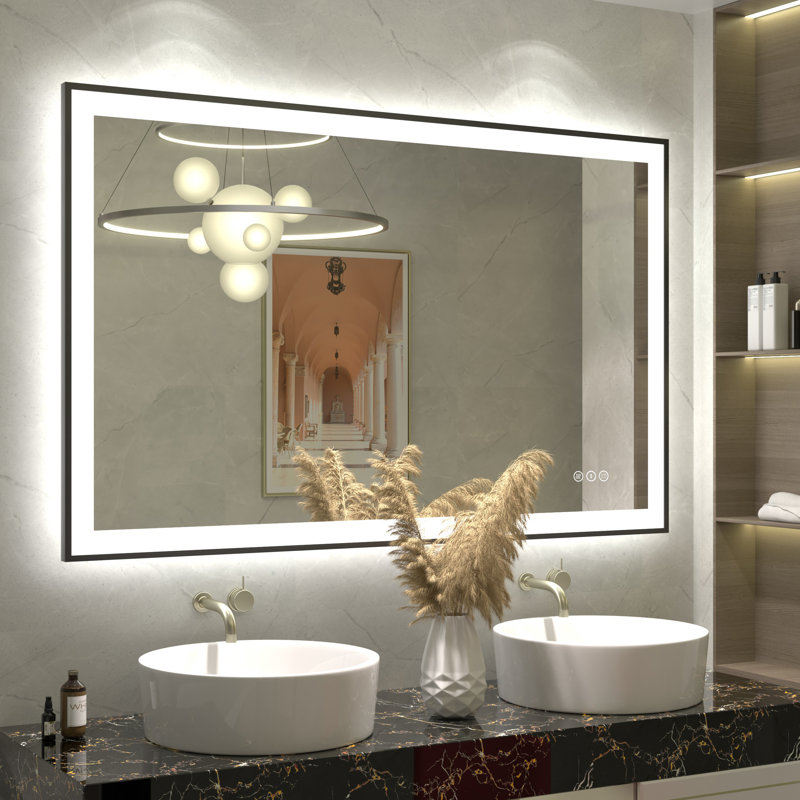 Aevar UL Certified Front & Back LED Anti-Fog Tempered Glass Framed Bathroom/Vanity Mirror 3-Year Warranty, 48" x 30"