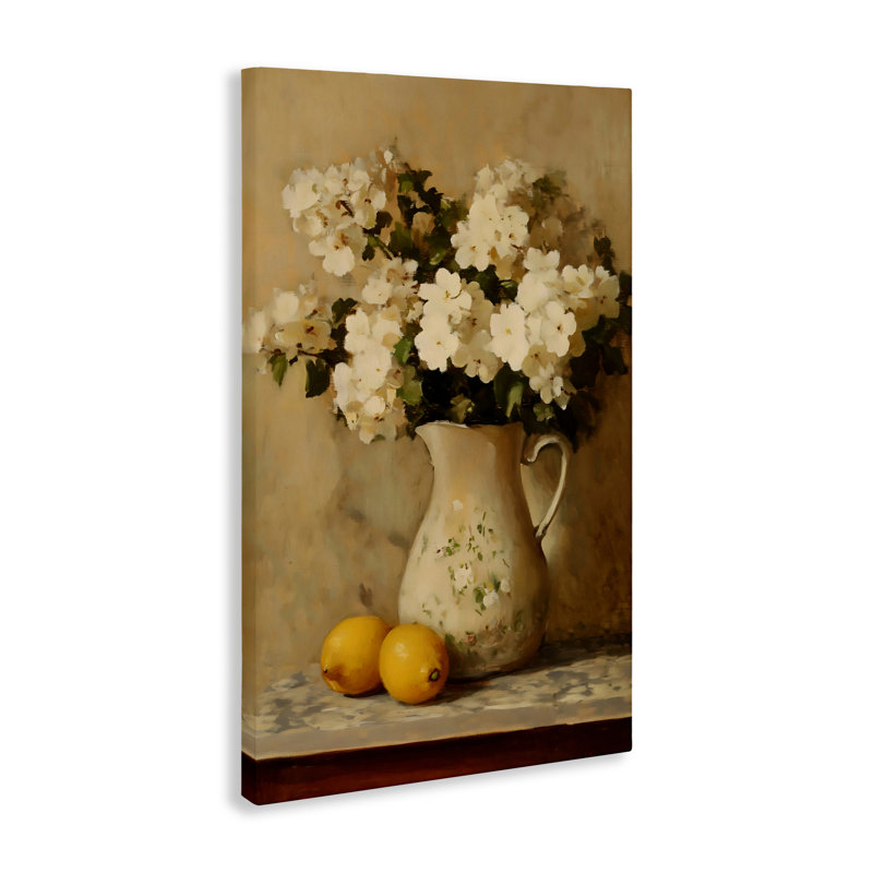 Pichet rétro sur toile d'hortensias, design par Creative Studio, H 30 po x l 20 po