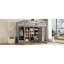 Lit mezzanine en bois pleine grandeur avec garde-robe, tablettes et armoire, gris et rose-1037404644-1037404642